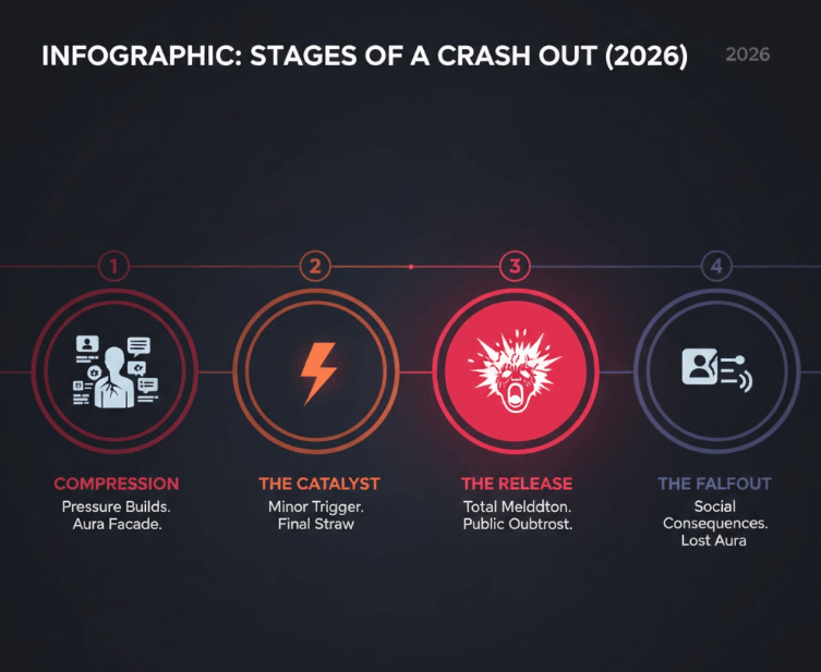 Alive Dictionary Stages of a crash out infographic