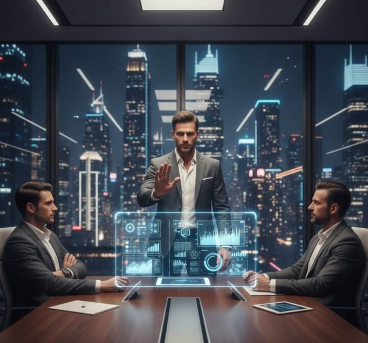 Professional pushback in a high-stakes business meeting with data visualization